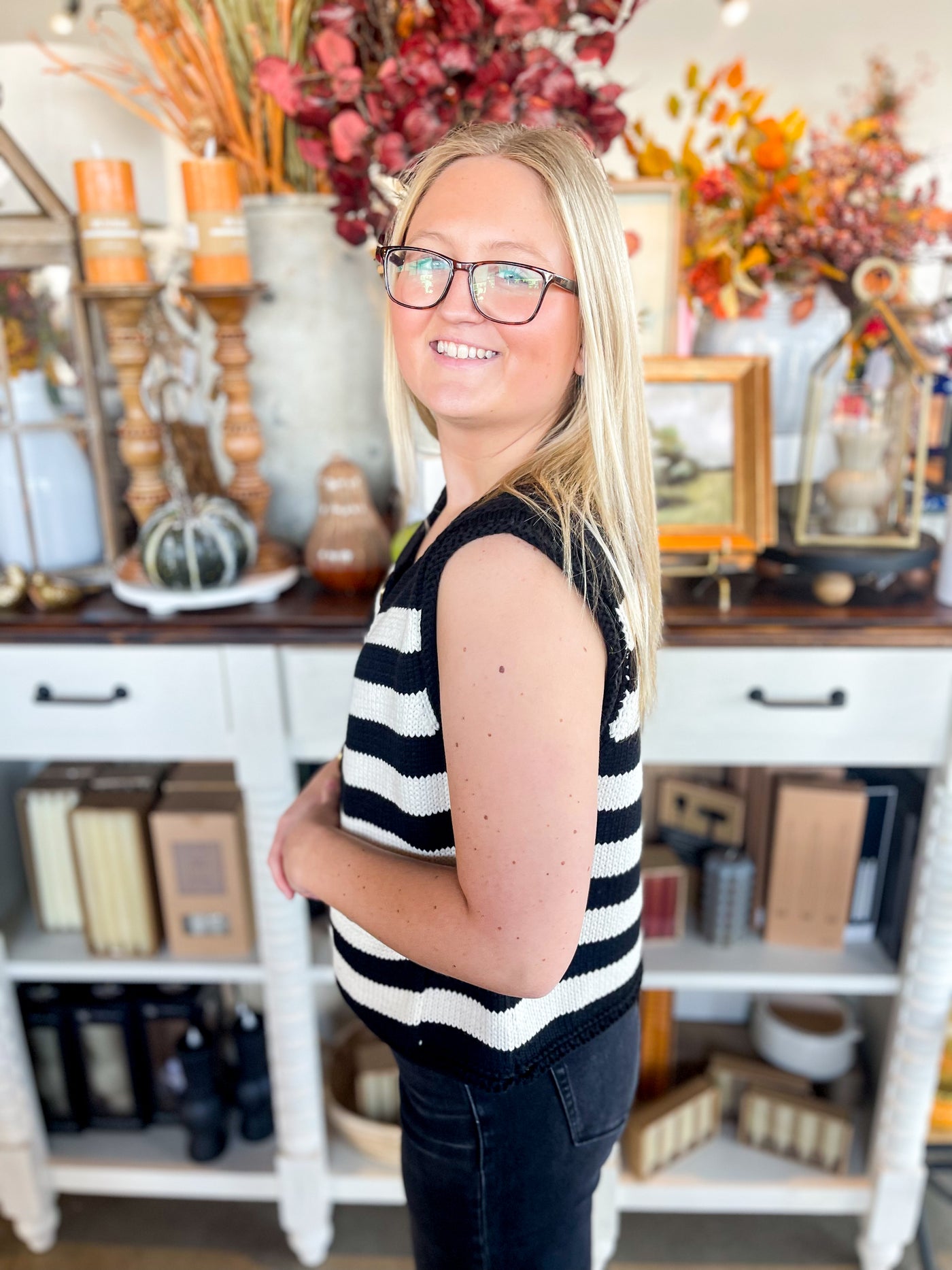 Black Stripe Sweater Vest