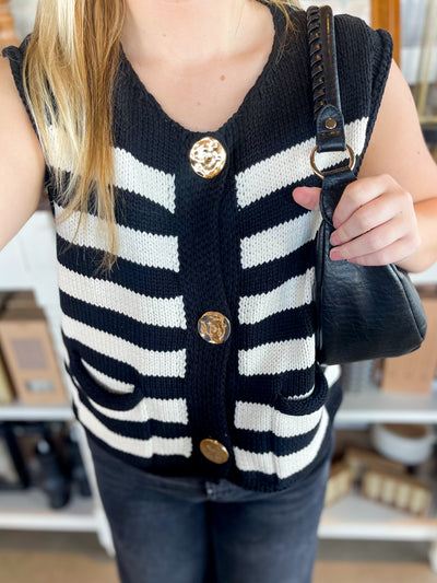 Black Stripe Sweater Vest