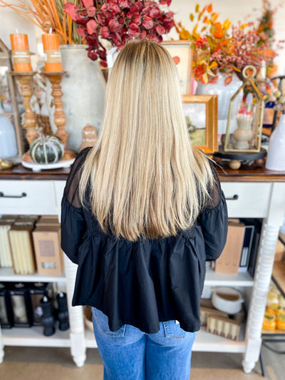 Black Appliqué Cara Top