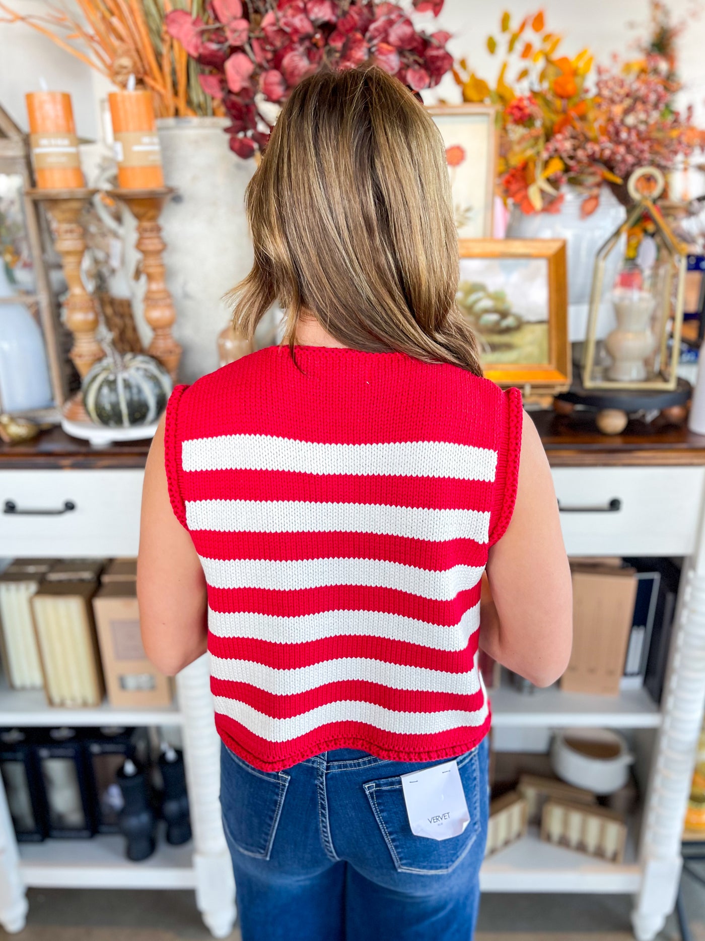 Red Stripe Sweater Vest