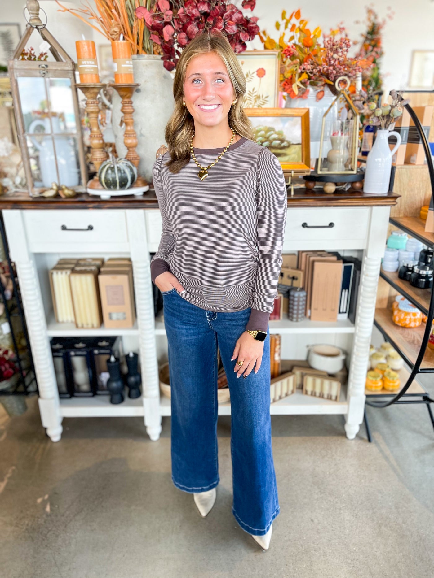 Coffee Stripe Stacy Top