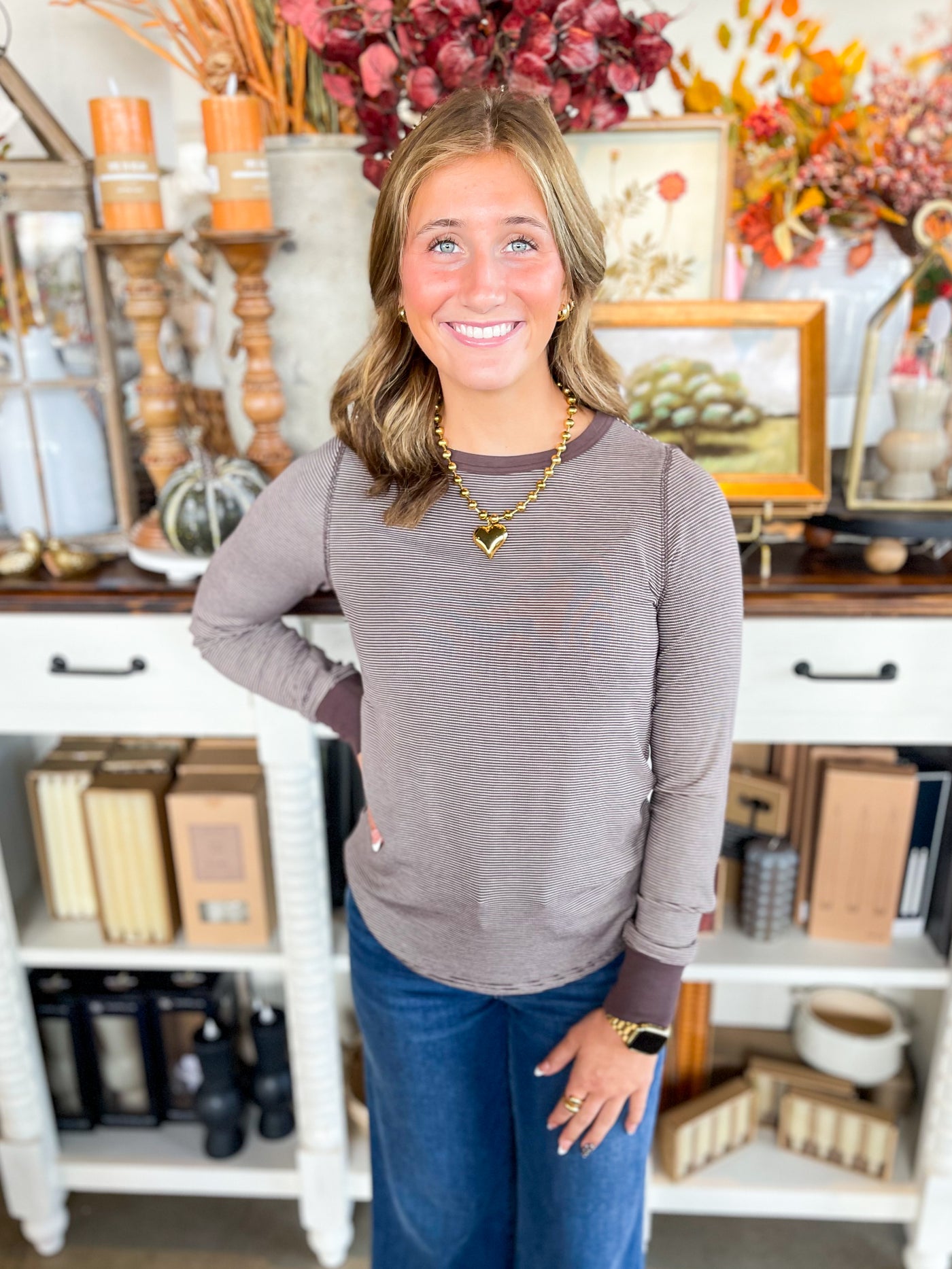 Coffee Stripe Stacy Top