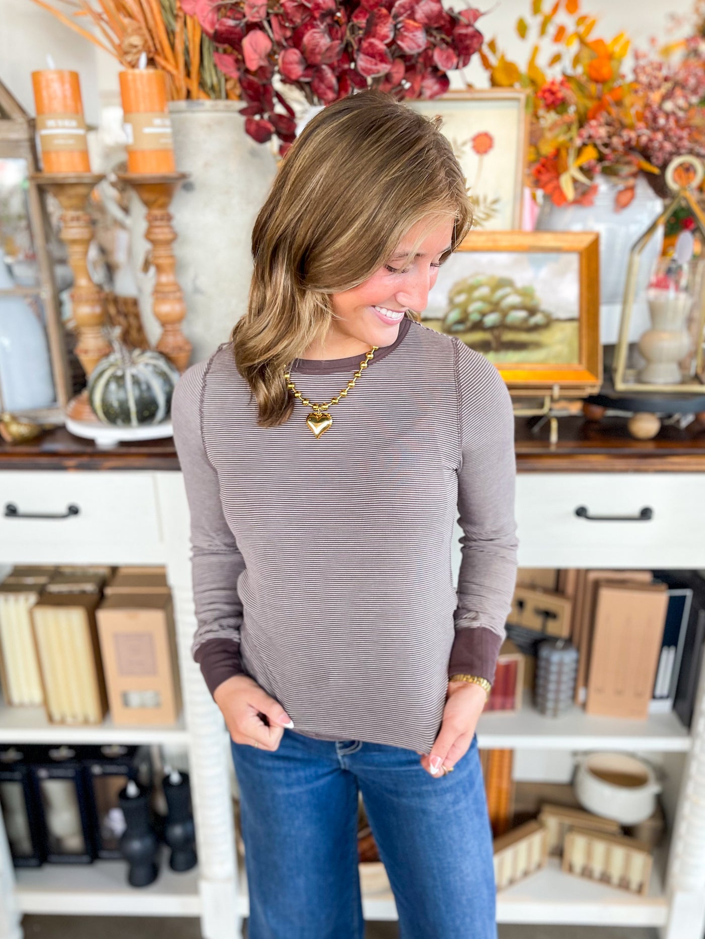 Coffee Stripe Stacy Top
