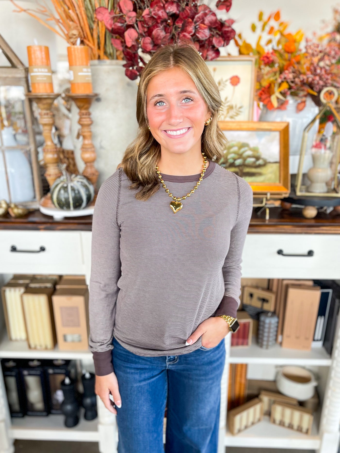 Coffee Stripe Stacy Top