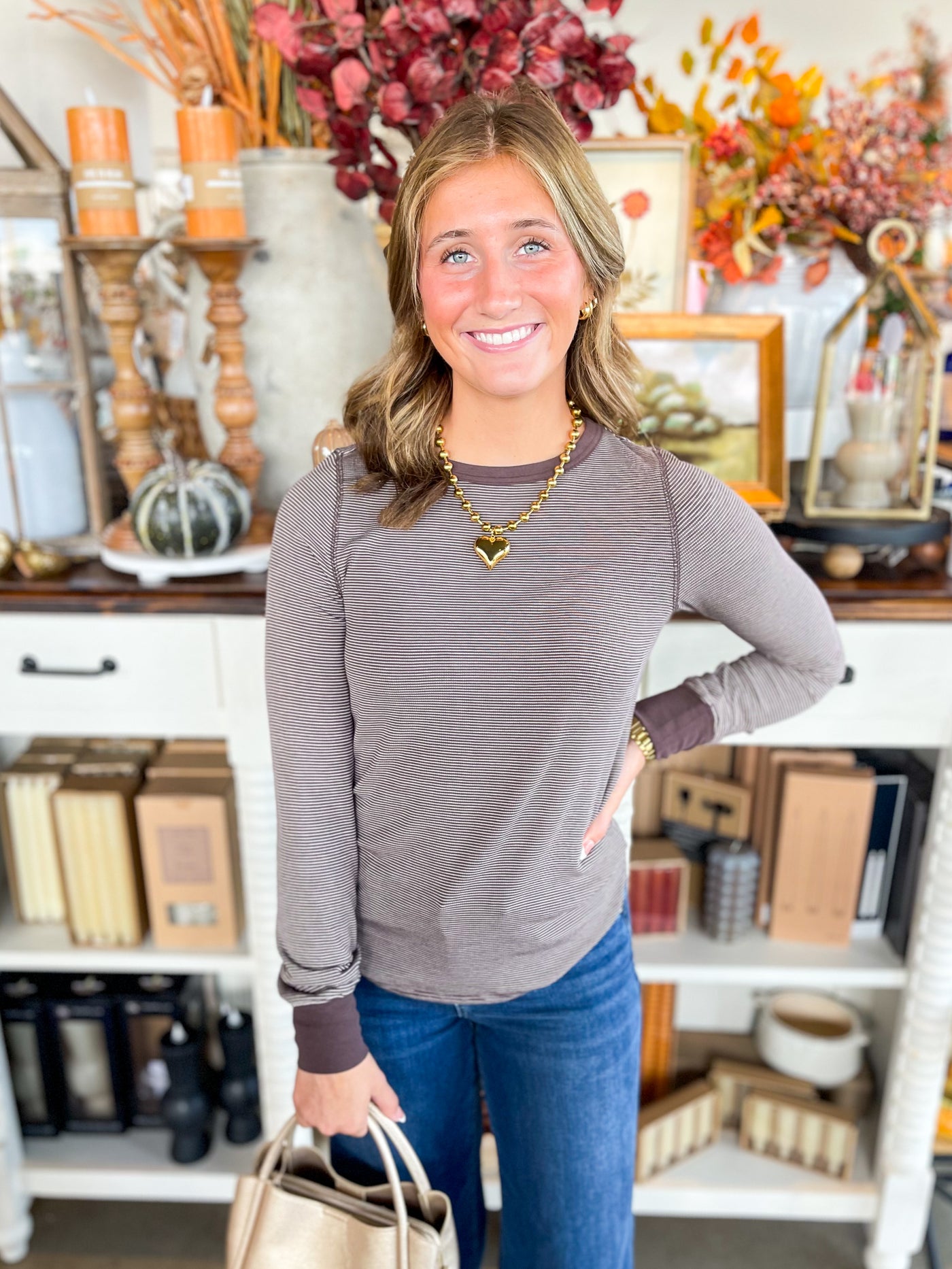 Coffee Stripe Stacy Top