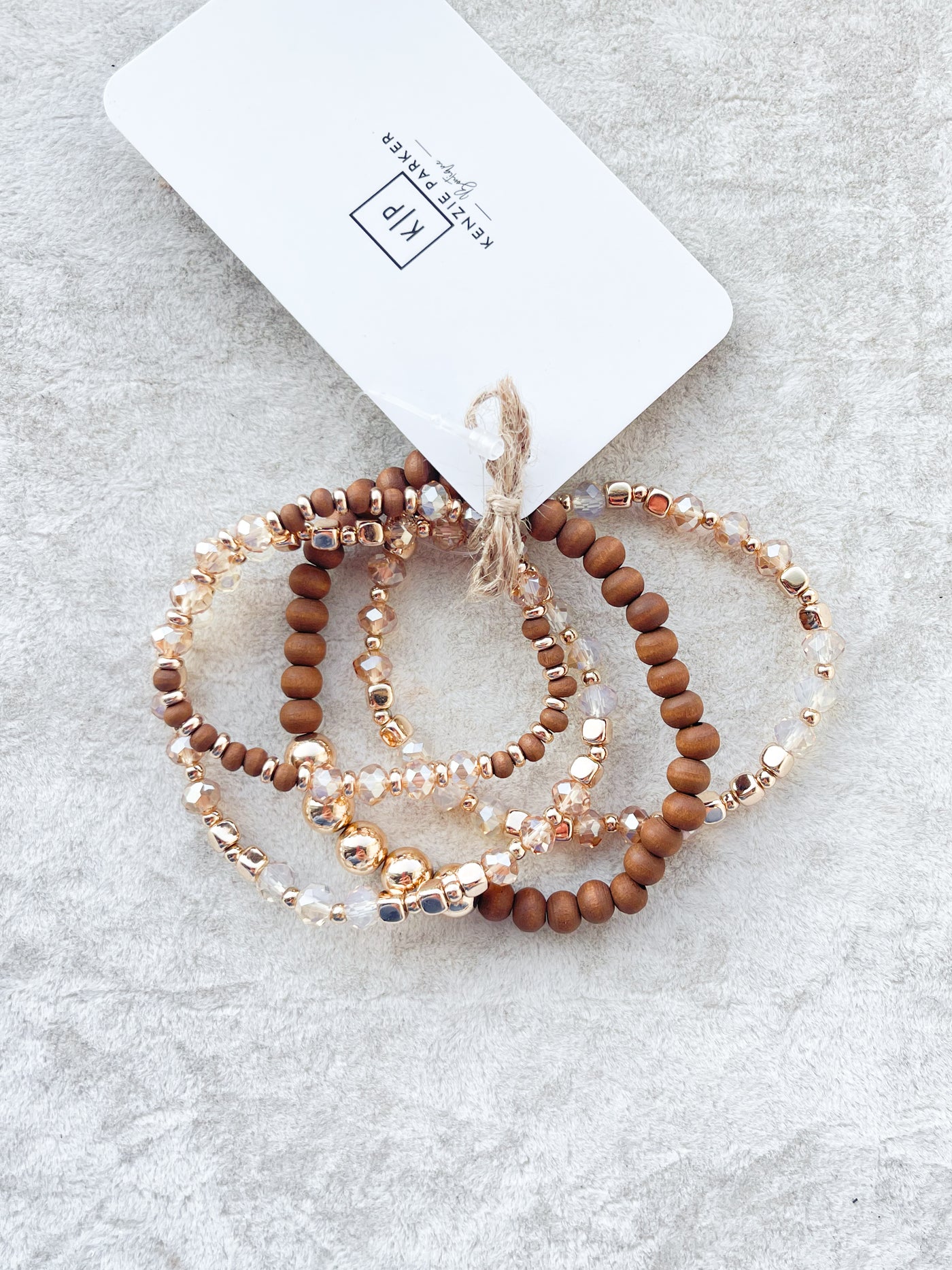 Brown 4 Row Wood Bead Bracelet