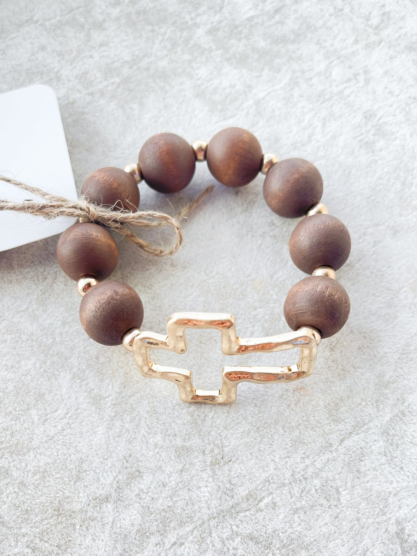 Baker Woodball&Metal Cross Bracelet