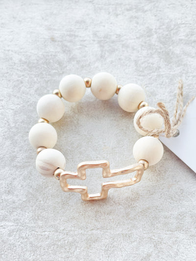 Baker Woodball&Metal Cross Bracelet