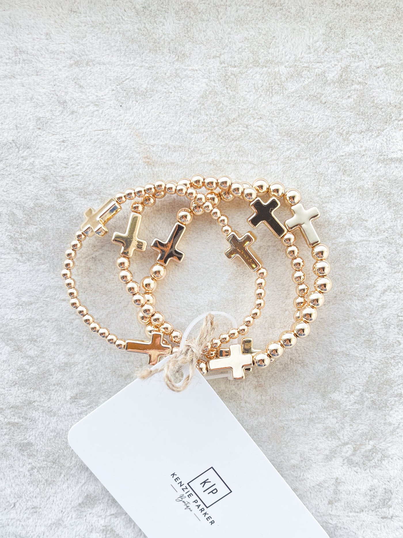 Gold 3 Row Cross & Ball Bracelet