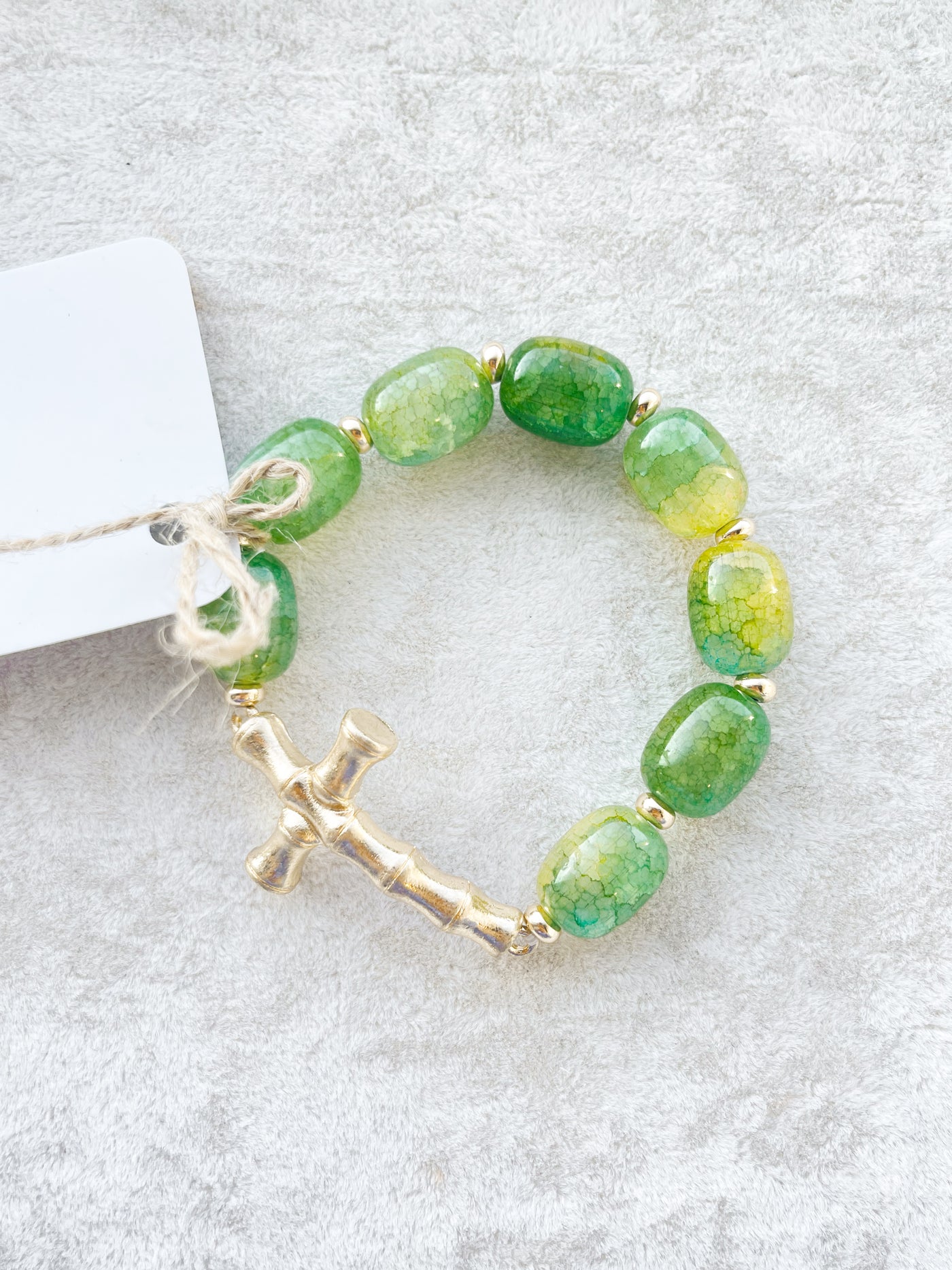 Bambo Cross& Stone Bracelet