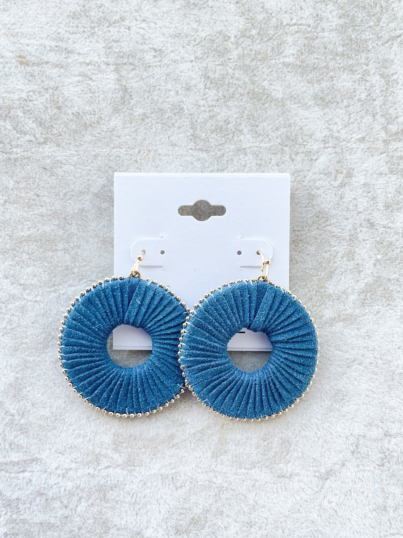 Jett Teal Suede Wrapped Round Earrings