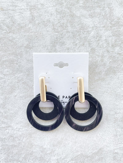 Jagger Layered Wood & Acetate Circle Earrings