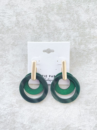 Jagger Layered Wood & Acetate Circle Earrings