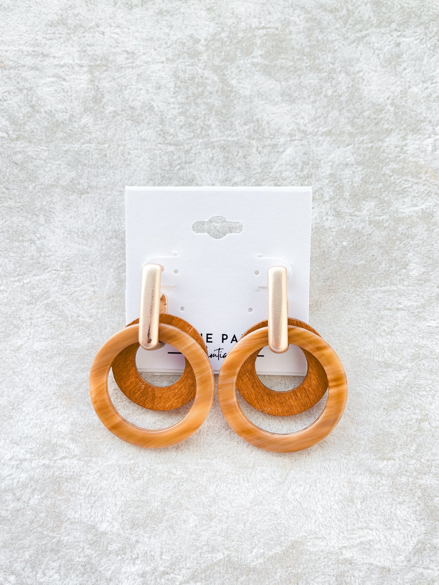 Jagger Layered Wood & Acetate Circle Earrings