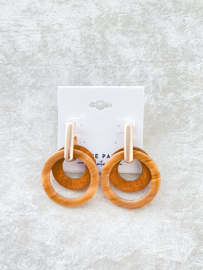 Jagger Layered Wood & Acetate Circle Earrings