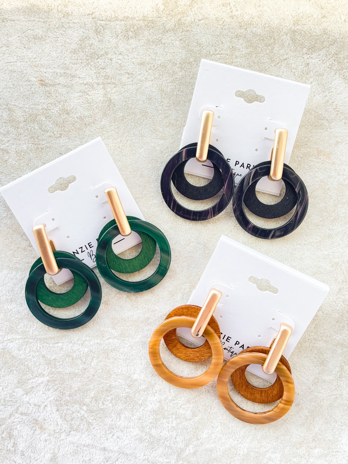Jagger Layered Wood & Acetate Circle Earrings