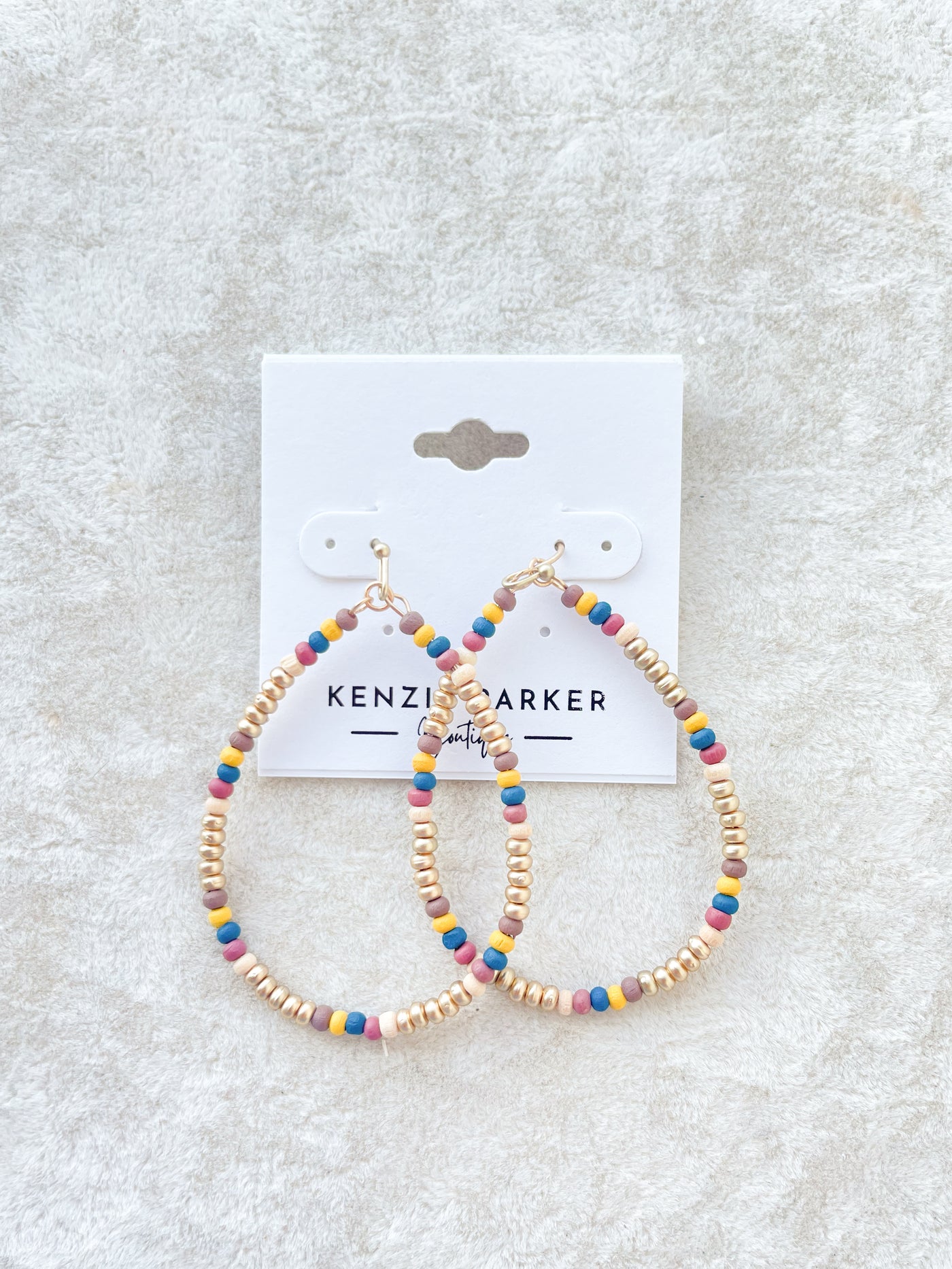 Zayd Wood&Metal Bead Teardrop Earrings