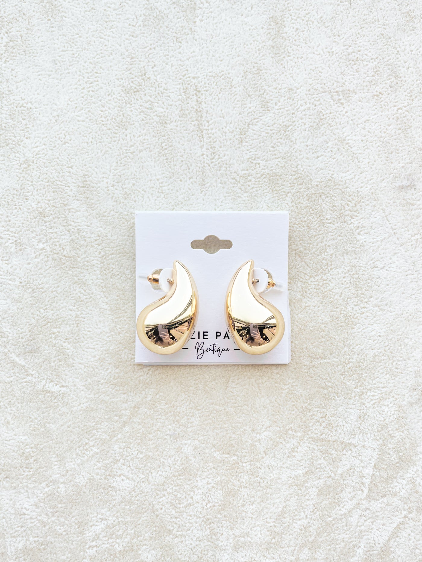 Gold 30mm Puffy Teardrop Earrings