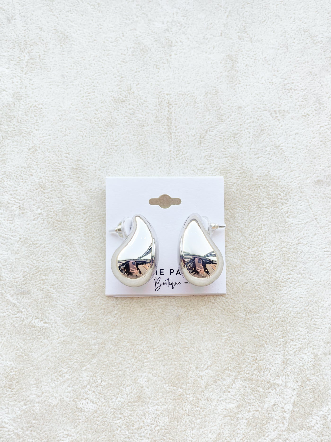 Silver 30mm Puffy Teardrop Earrings