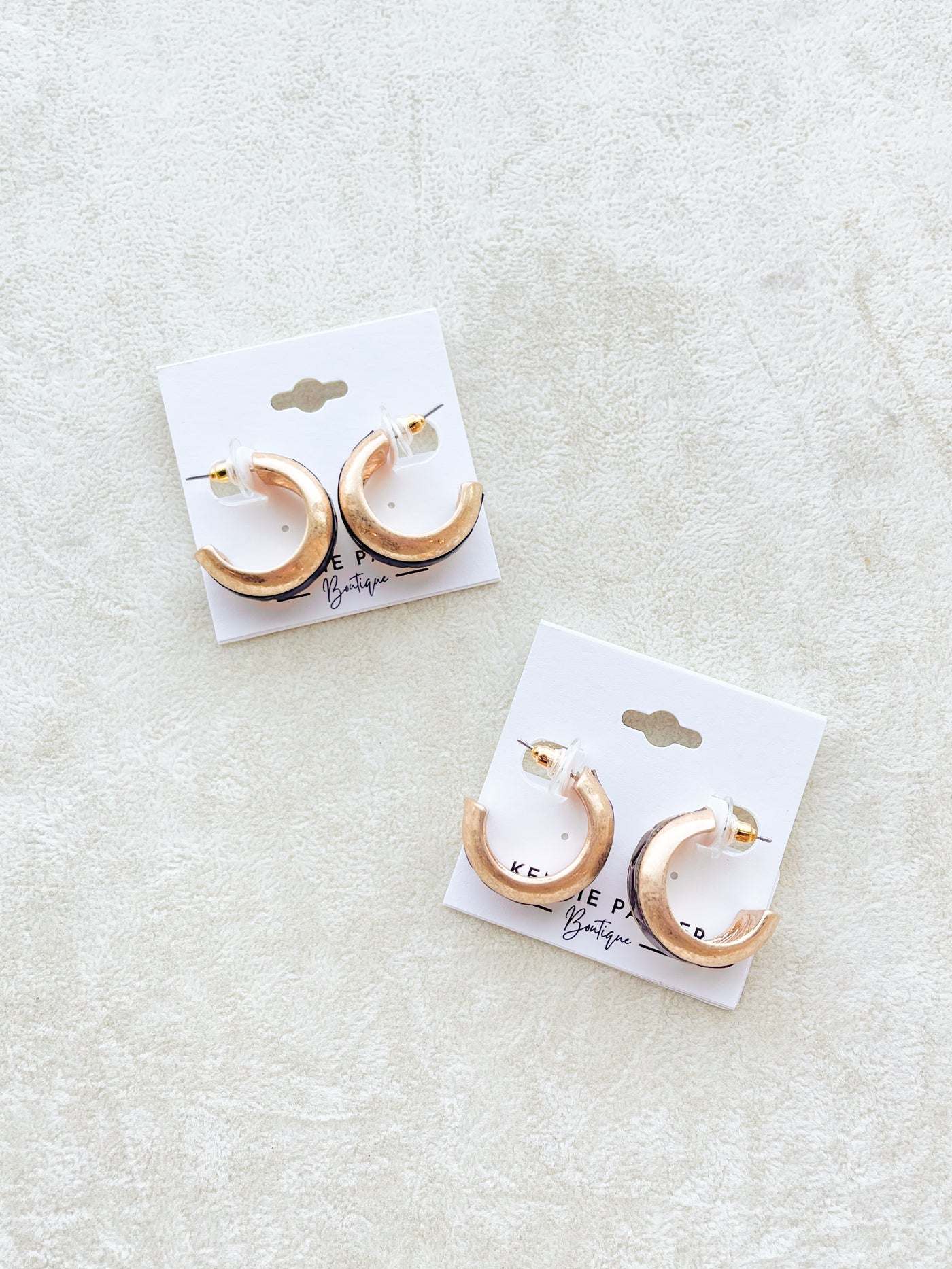 Edie Embossed Leather Metal Hoops