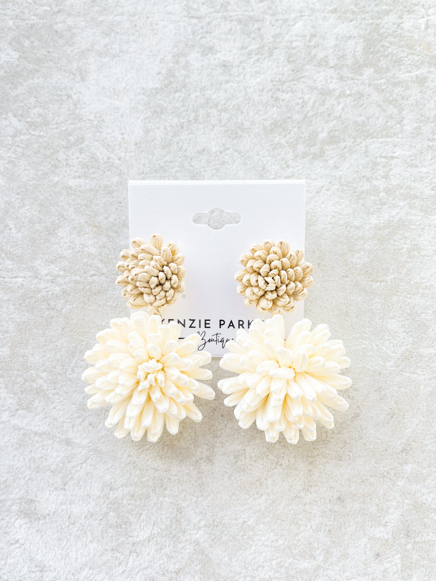 Raffia Double Flower Earrings