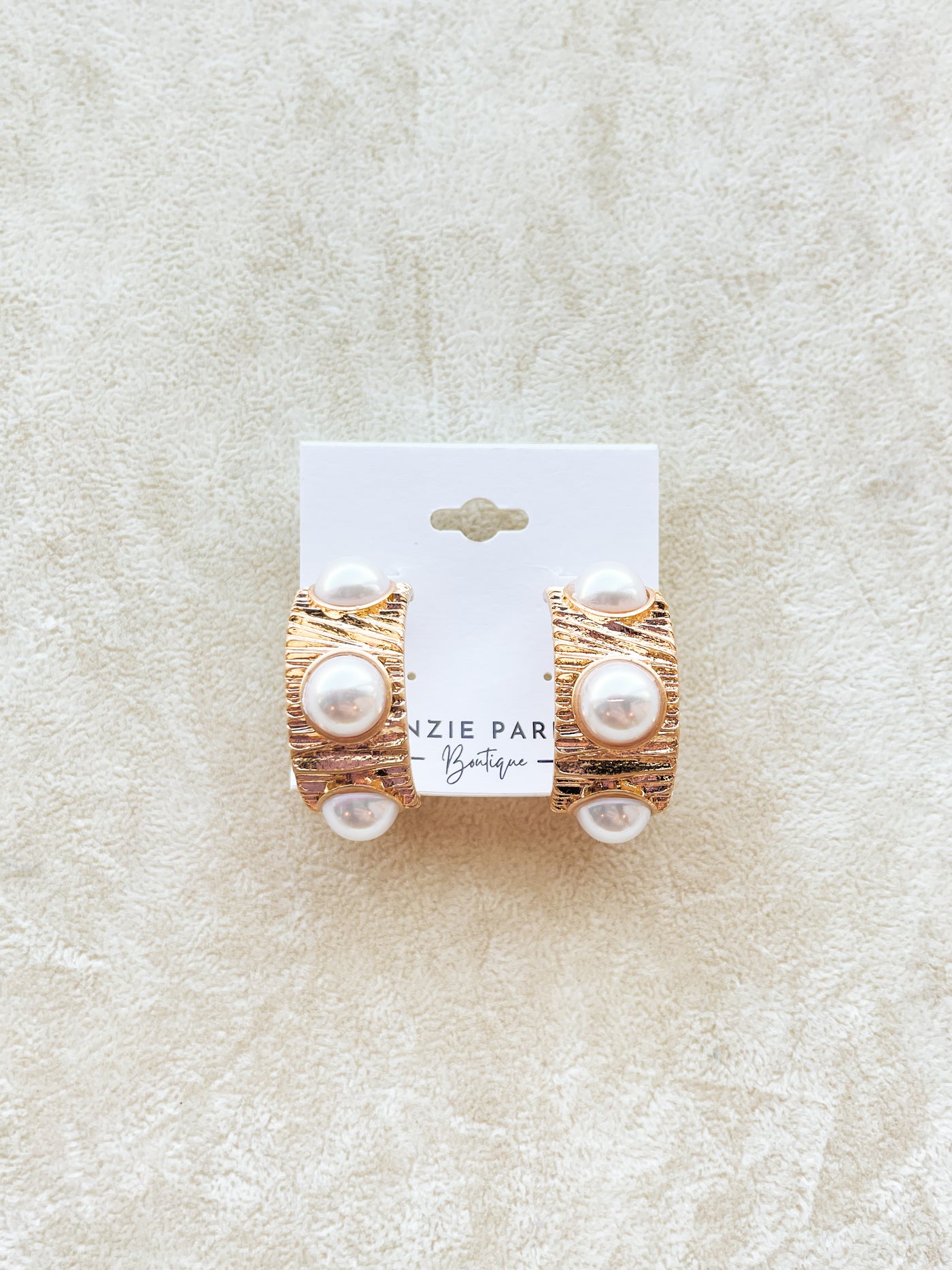 Pearl Station Textured Wide Open Hoops