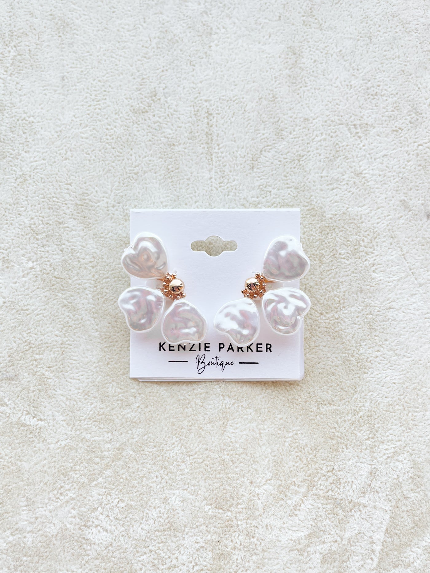 Half Pearl Flower Earrings