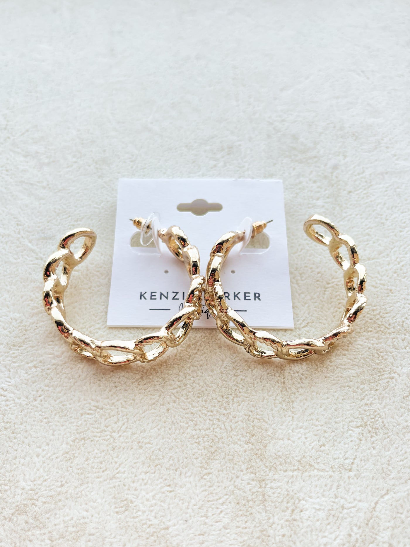Lucy Half Textured Chain Hoops