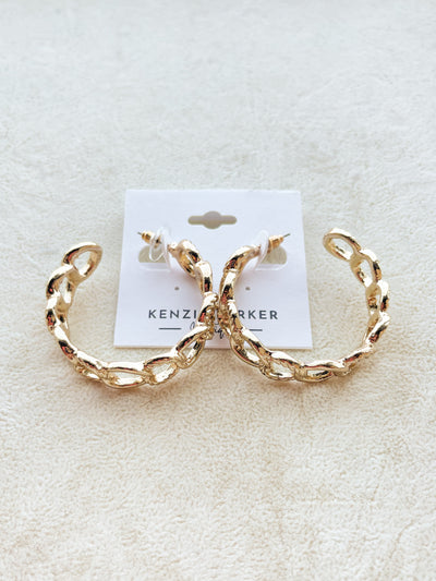 Lucy Half Textured Chain Hoops