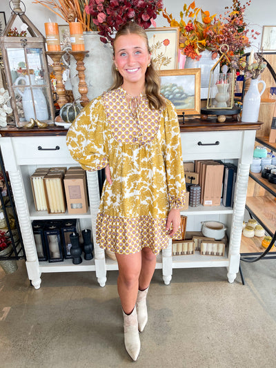 Umgee Mustard Mix Sailor Dress