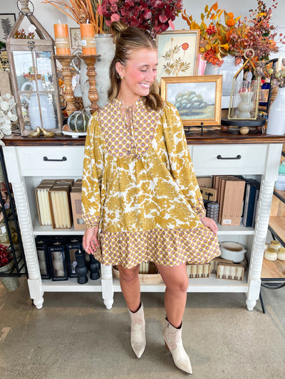 Umgee Mustard Mix Sailor Dress