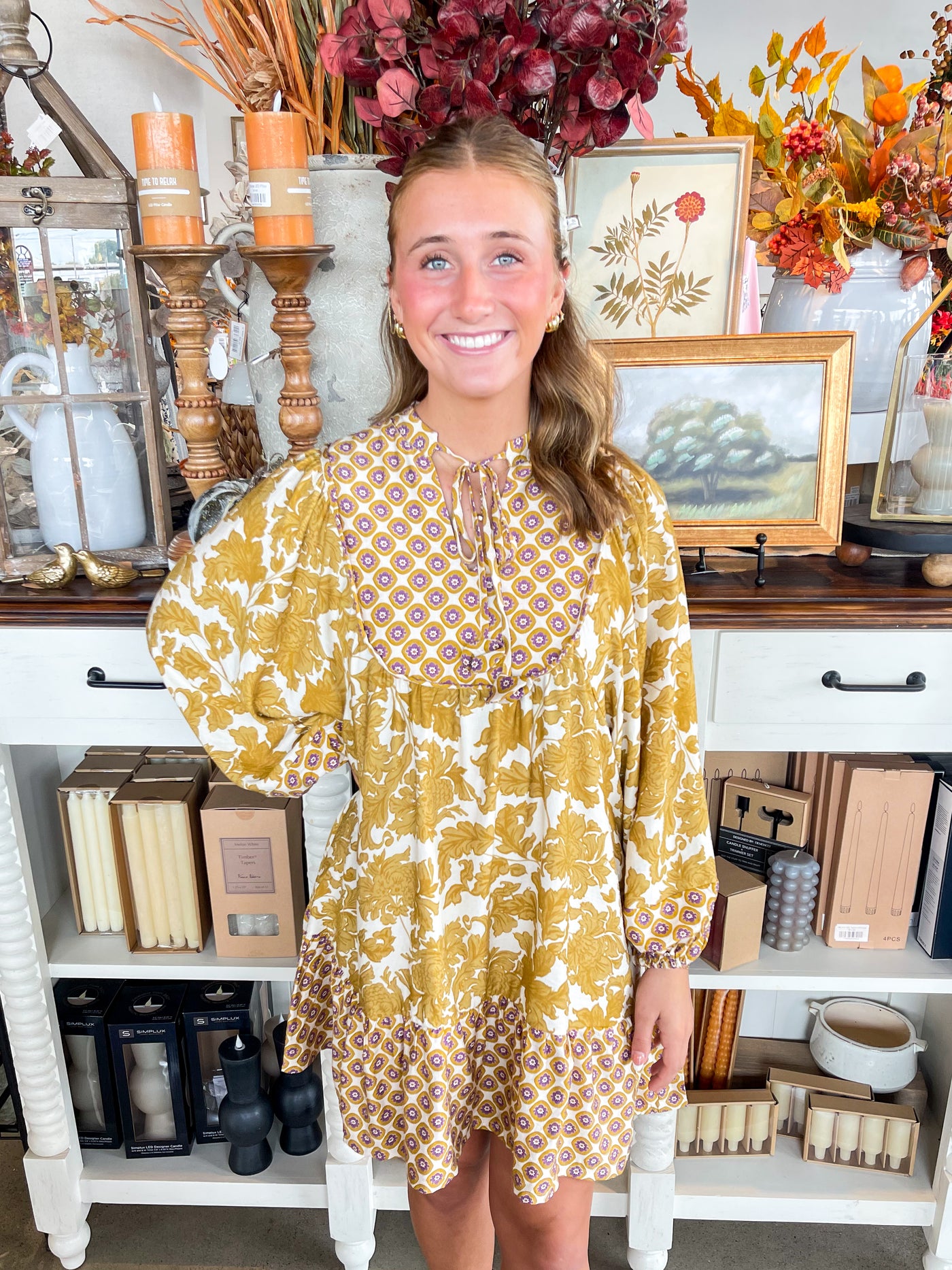 Umgee Mustard Mix Sailor Dress