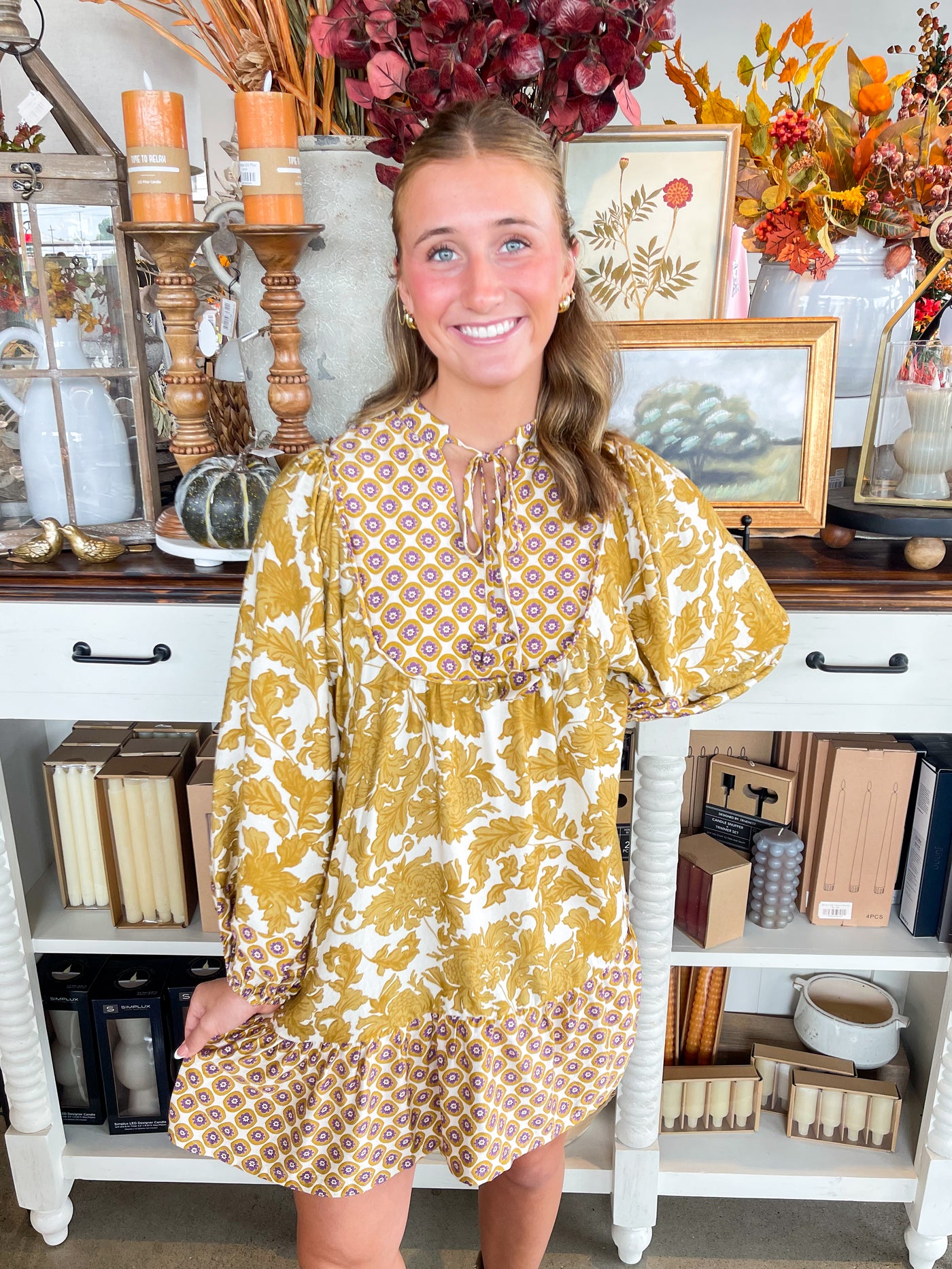 Umgee Mustard Mix Sailor Dress
