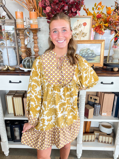 Umgee Mustard Mix Sailor Dress