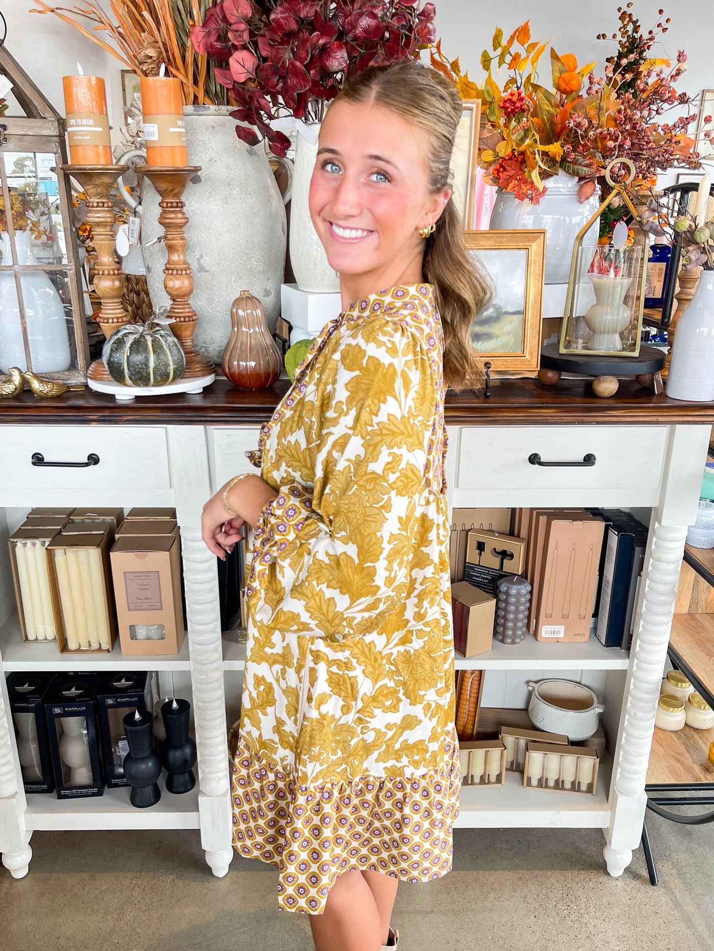Umgee Mustard Mix Sailor Dress