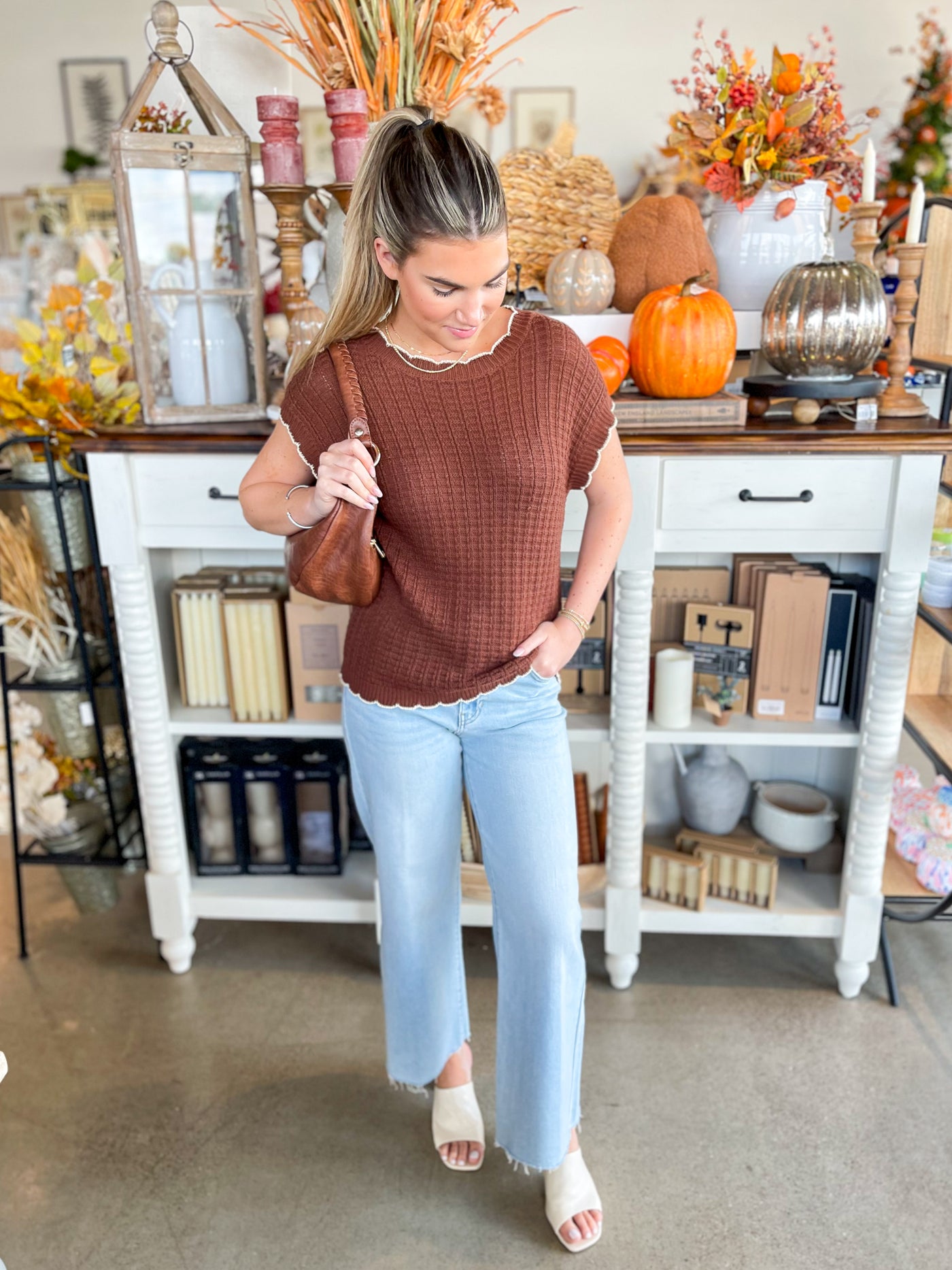 Chocolate Jeni Knit Sleeveless Sweater