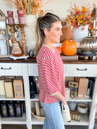 Jodifl Red Stripe Sara Top