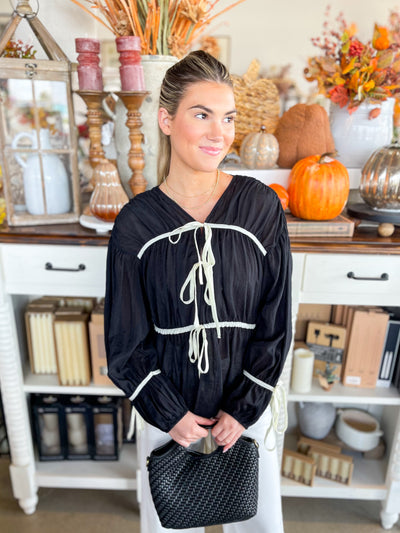 Black Tie Front Lisa Top
