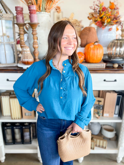 Jodifl Teal Becca Top