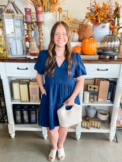 C.C. Navy Eyelet Dress