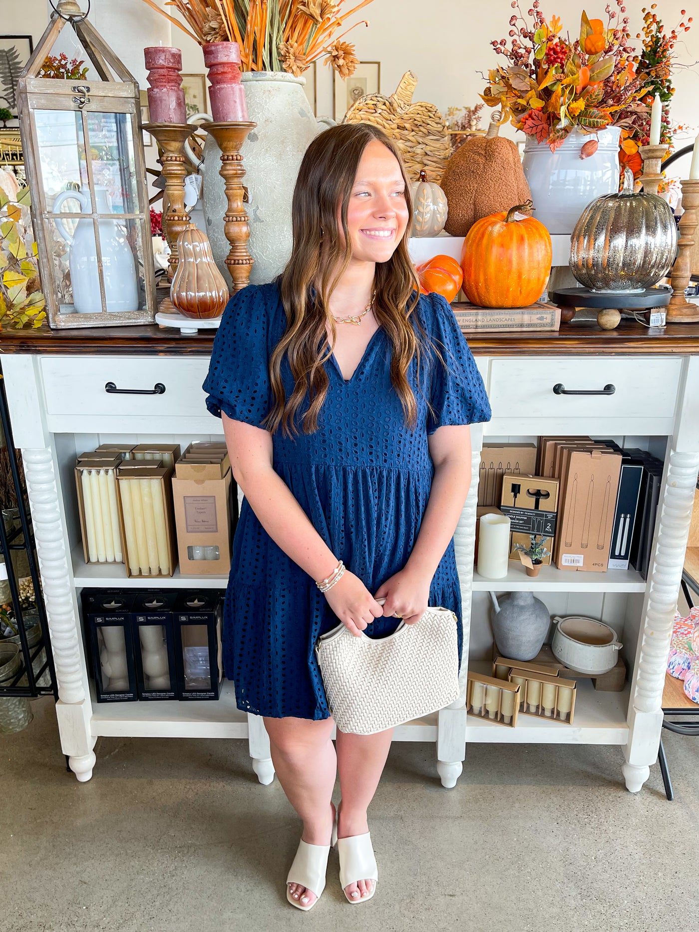 C.C. Navy Eyelet Dress