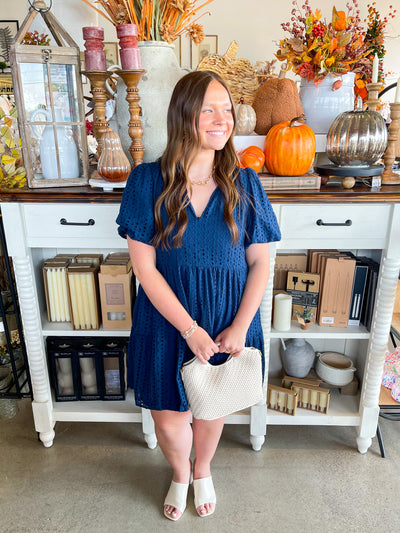 C.C. Navy Eyelet Dress