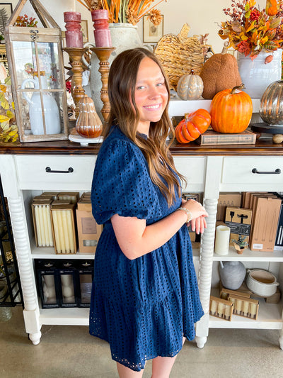 C.C. Navy Eyelet Dress