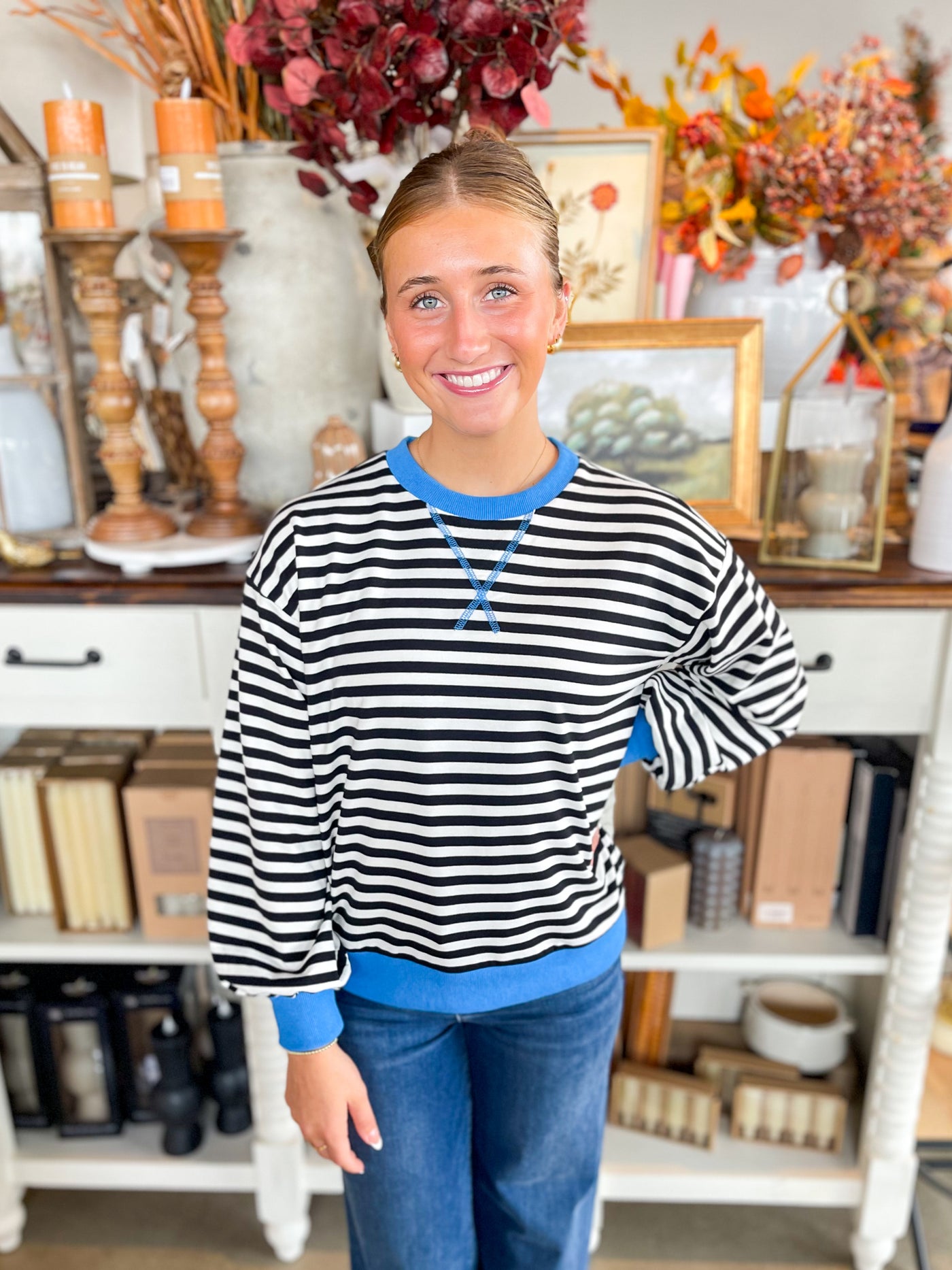 Ivory/Black Lesli Top