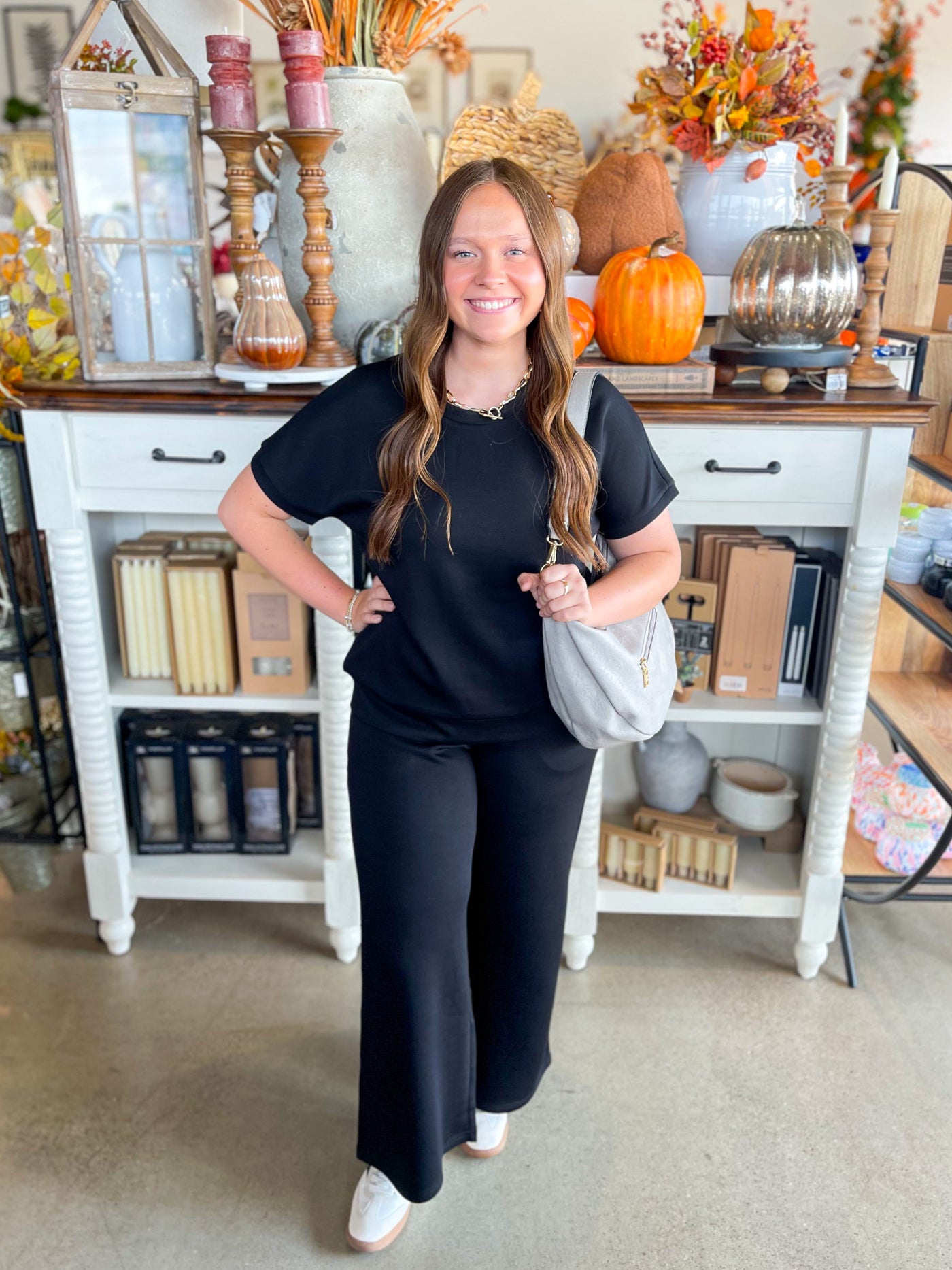 2 PC. Black Scuba Pant Set