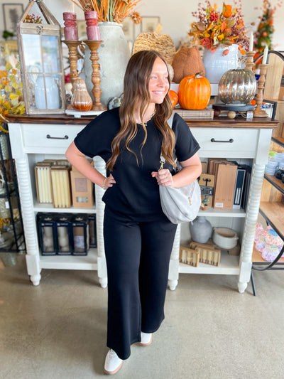 2 PC. Black Scuba Pant Set