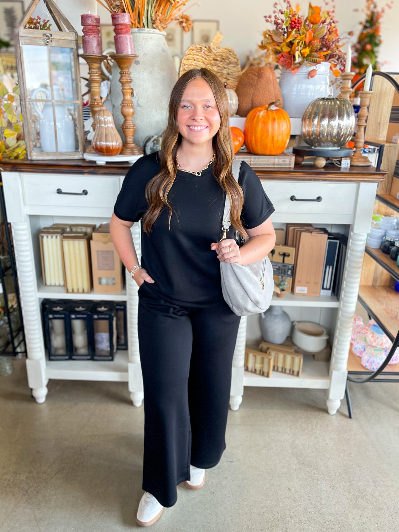 2 PC. Black Scuba Pant Set