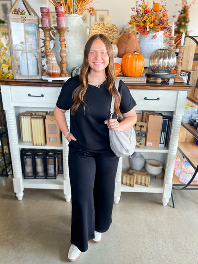2 PC. Black Scuba Pant Set