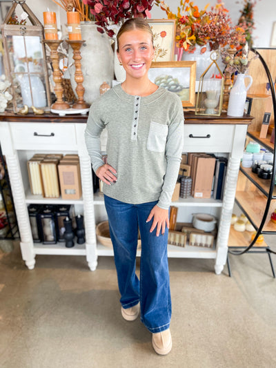 Olive Blaze Henley Top