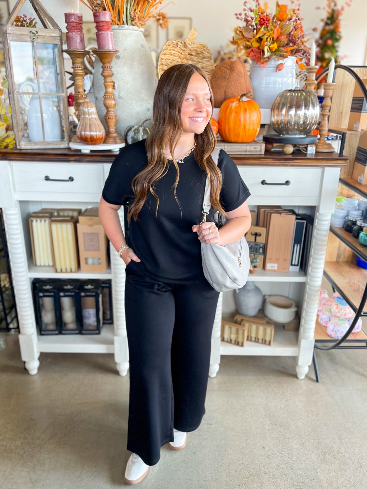 2 PC. Black Scuba Pant Set